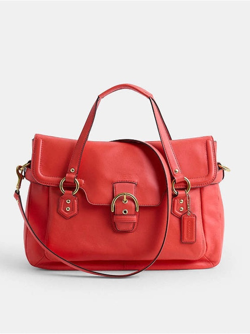 Coach Eva Flap Satchel Hangtag Hot Orange Y2K Leather Purse 2013